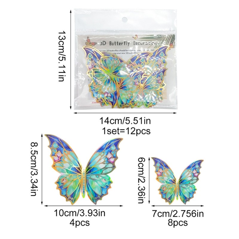 3D Effect Gradients Butterfly Wall Sticker Rest Room Wedding Decals Butterfly