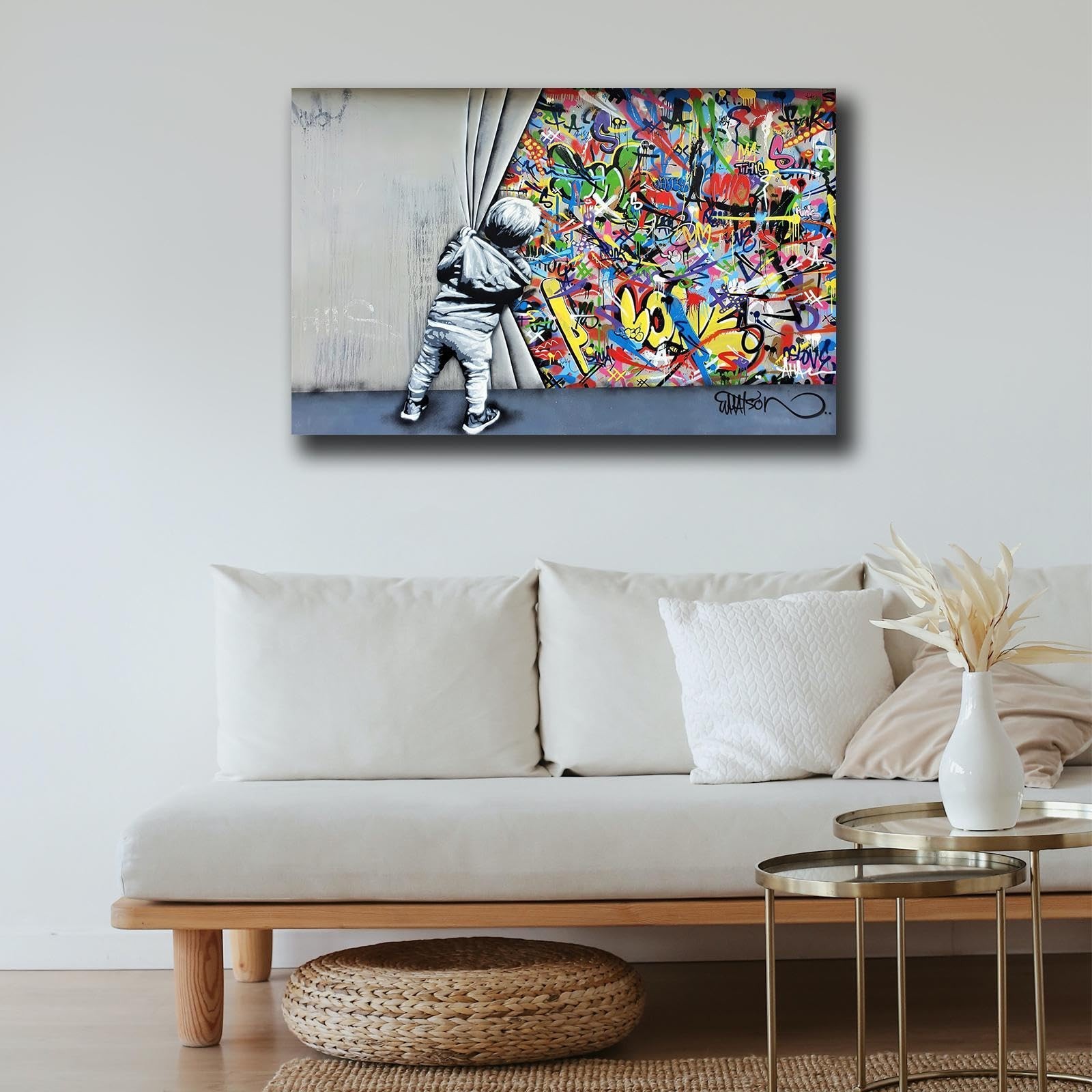 Banksy Canvas Wall Art Pop Street Graffiti Wall Art Decor Cool Poster Paintin…