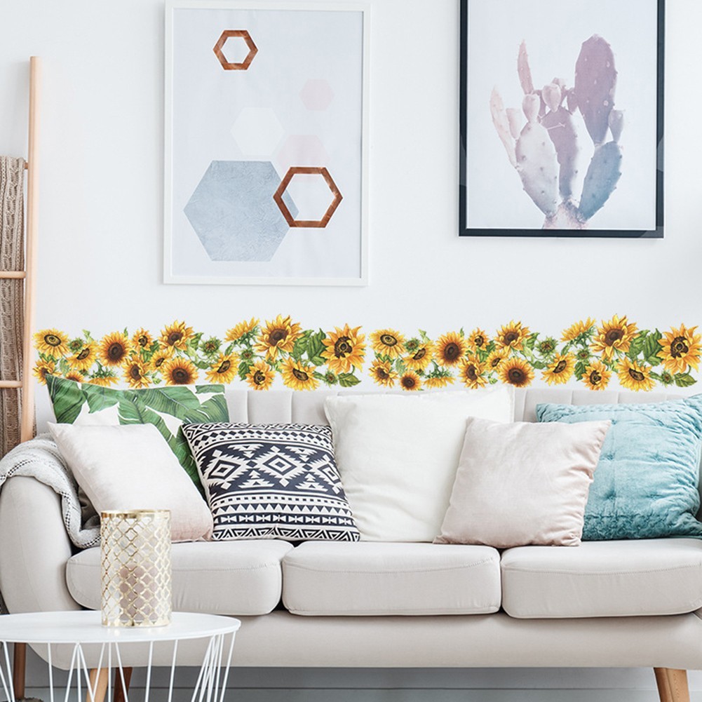 Wall Sticker Sunflower Edge Line 1 Set 5.5*44.8inch Matte Effect Removable