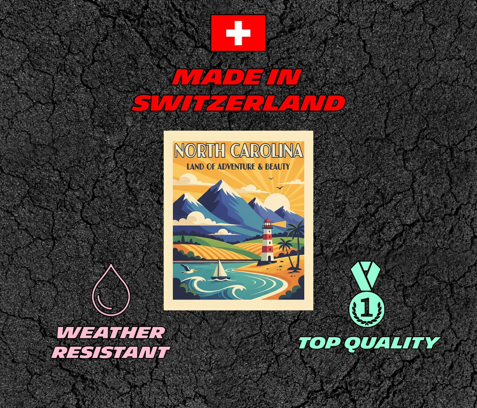 North Carolina Vintage Travel Sticker Die Cut Waterproof Souvenir Laptop Vinyl