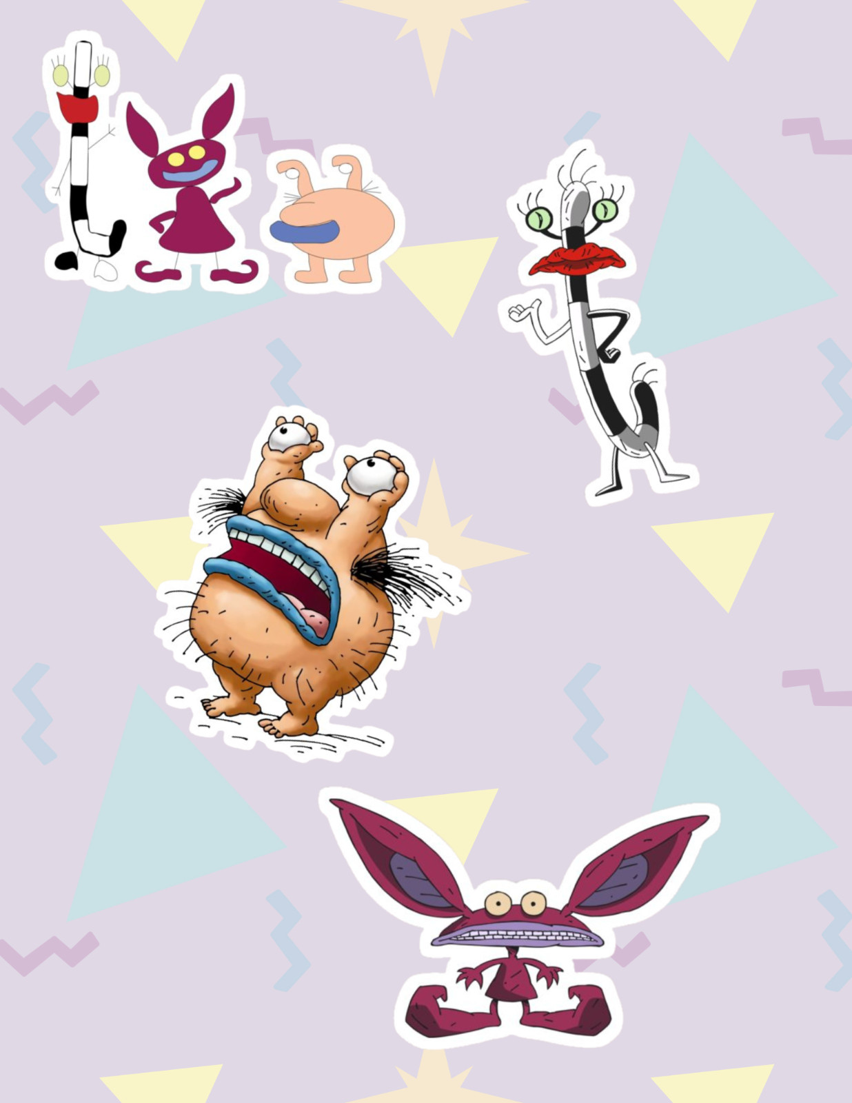 Ahhhh Real Monsters Retro Cartoon 4pc Sticker Pack