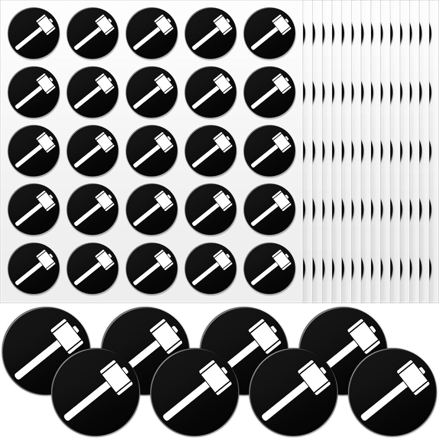 White on Black Football Helmet Award Decals, 200 Pcs Sledgehammer Reward Sticker