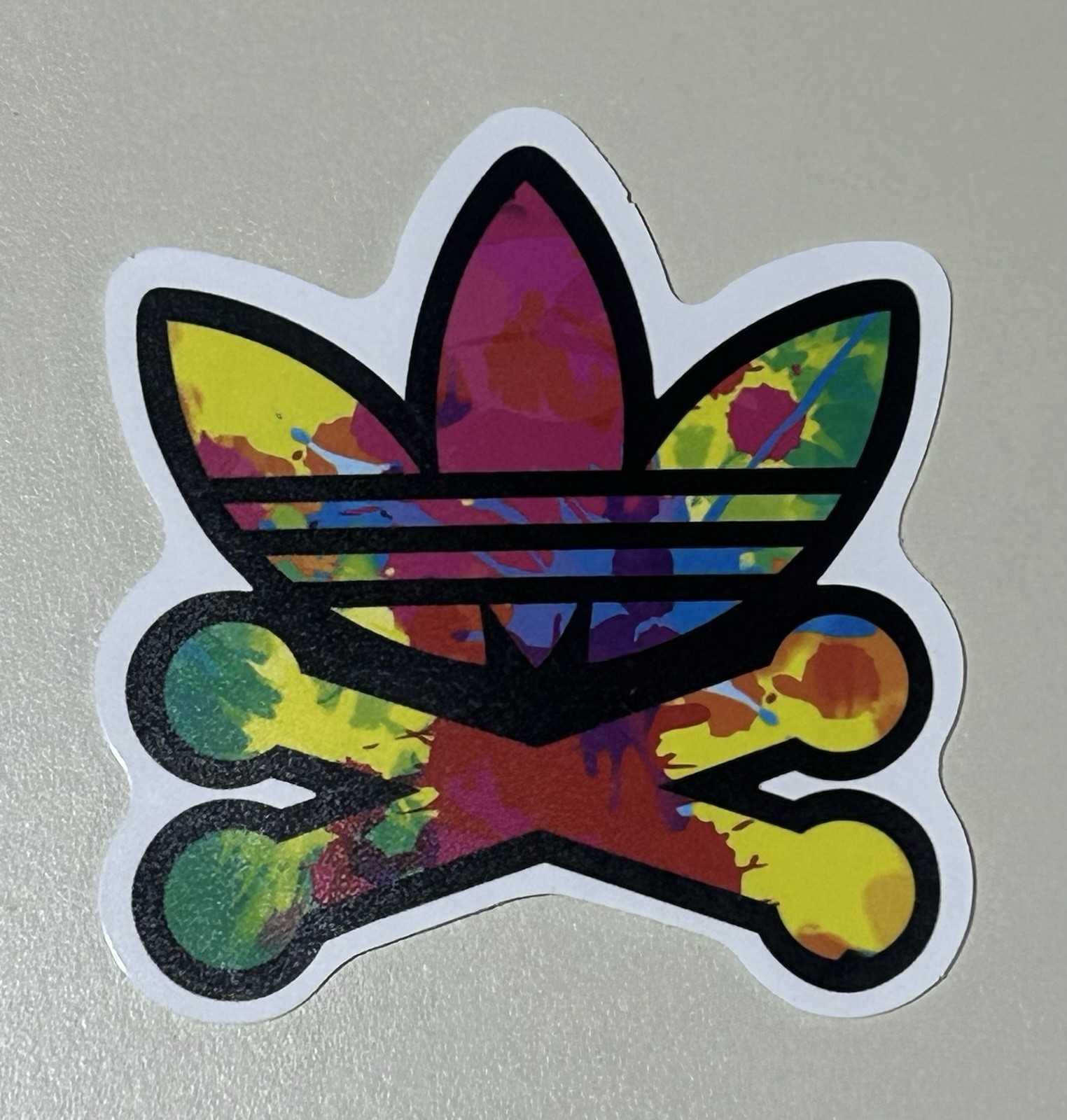 Sticker Decal Adidas Logo Crossbones Multicolor 2.25”x2.75”in