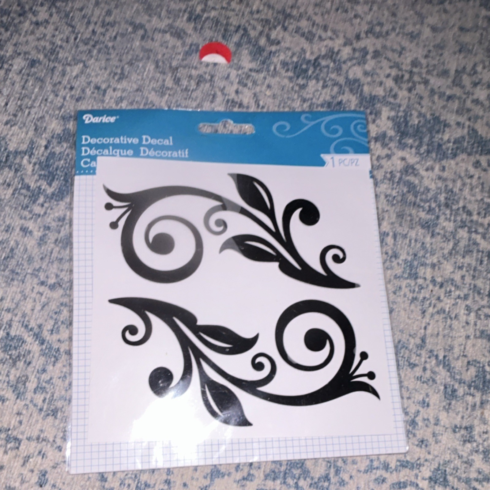 Darice Black Floral Swirl Vinyl Decorative Decal, Scroll Flourish Design 1 pc