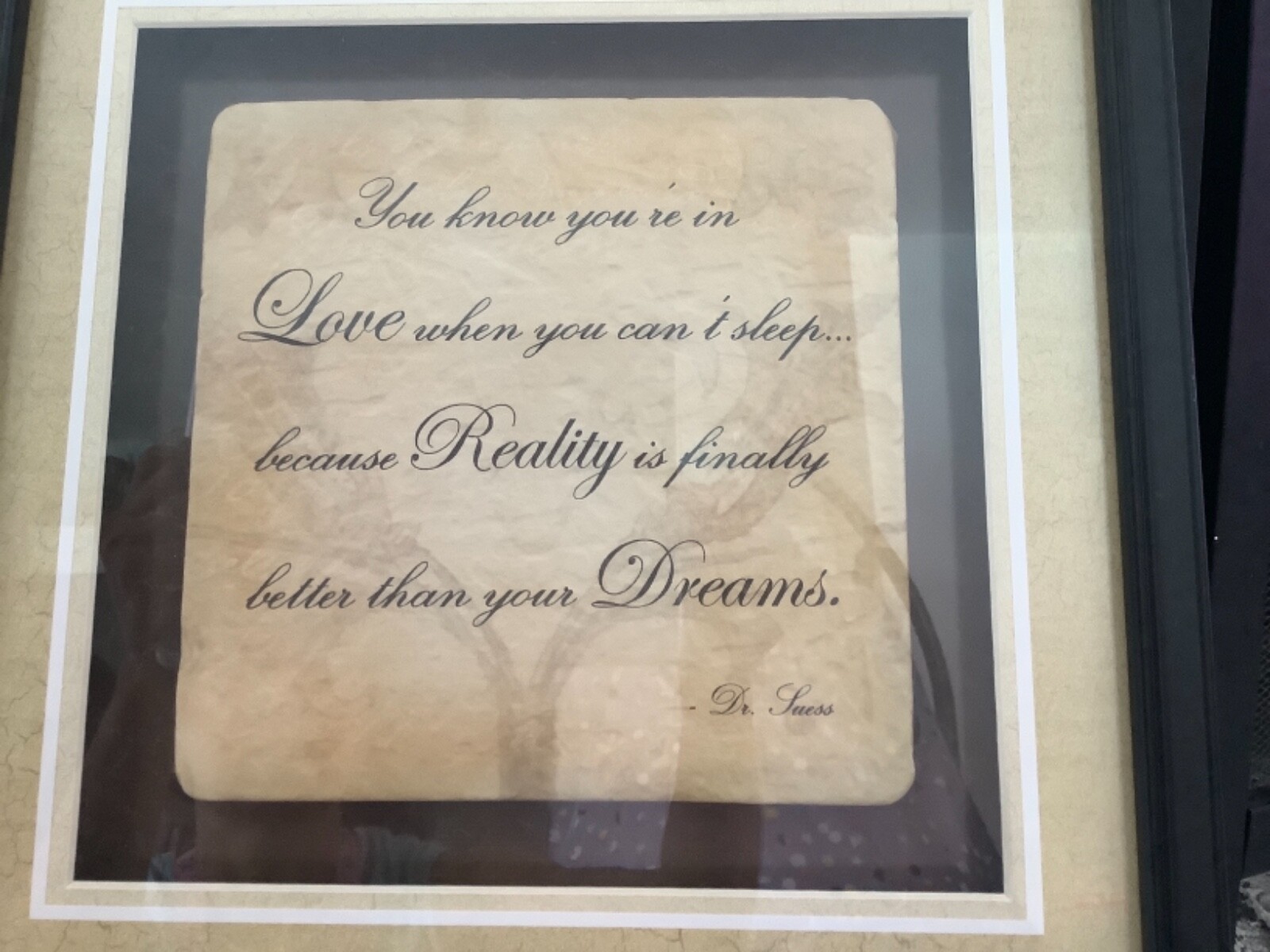 Dr Seuss Quote”You Know you’re in LOVE,wall plaque,Framed,Matted Collectible