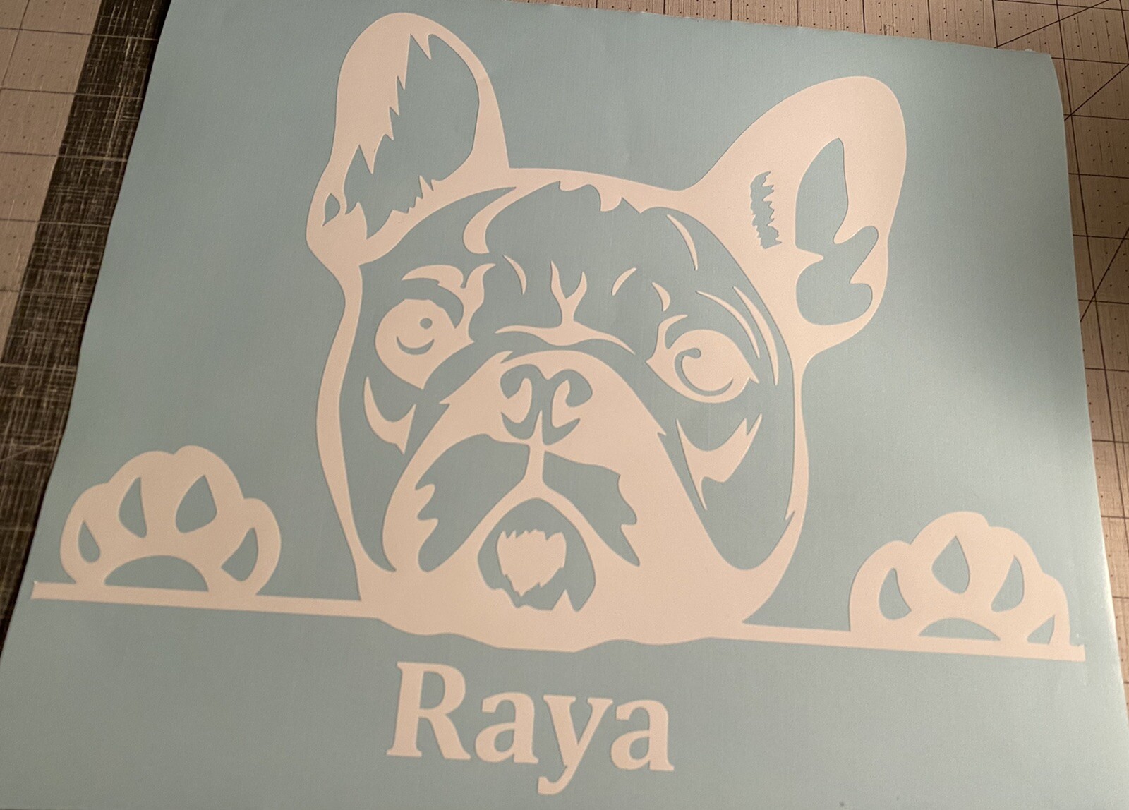 Vinyl Decal for Window – French Bulldog (May Customize w/ Name), Various Colors
