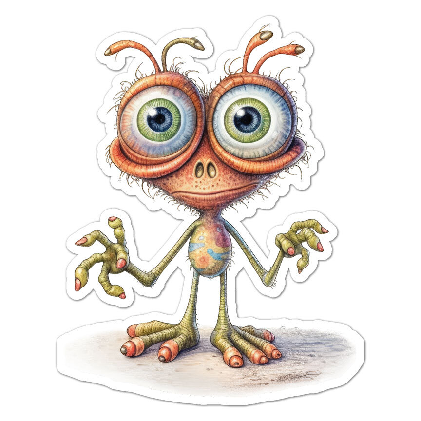 Cute Monster, Vinyl Decal Sticker, Indoor Outdoor, 3 Sizes, #9996