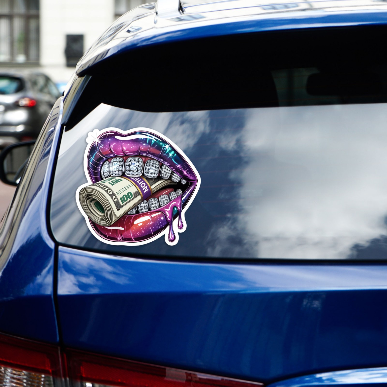 Galaxy Lips With Grills – Vinyl Decal Sticker – Car Window Laptop – #1639