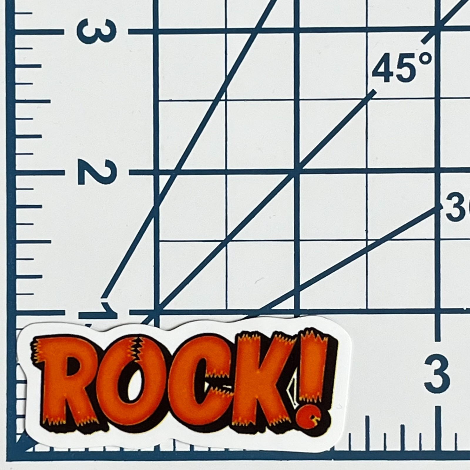 ROCK Vinyl Sticker Orange Retro Comic Style Decal Music Band Electric Guitar