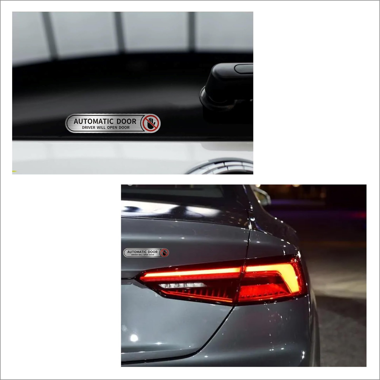 8 Pieces Automatic Door Driver Will Open Door Stickers for Cars, Brushed Silv…