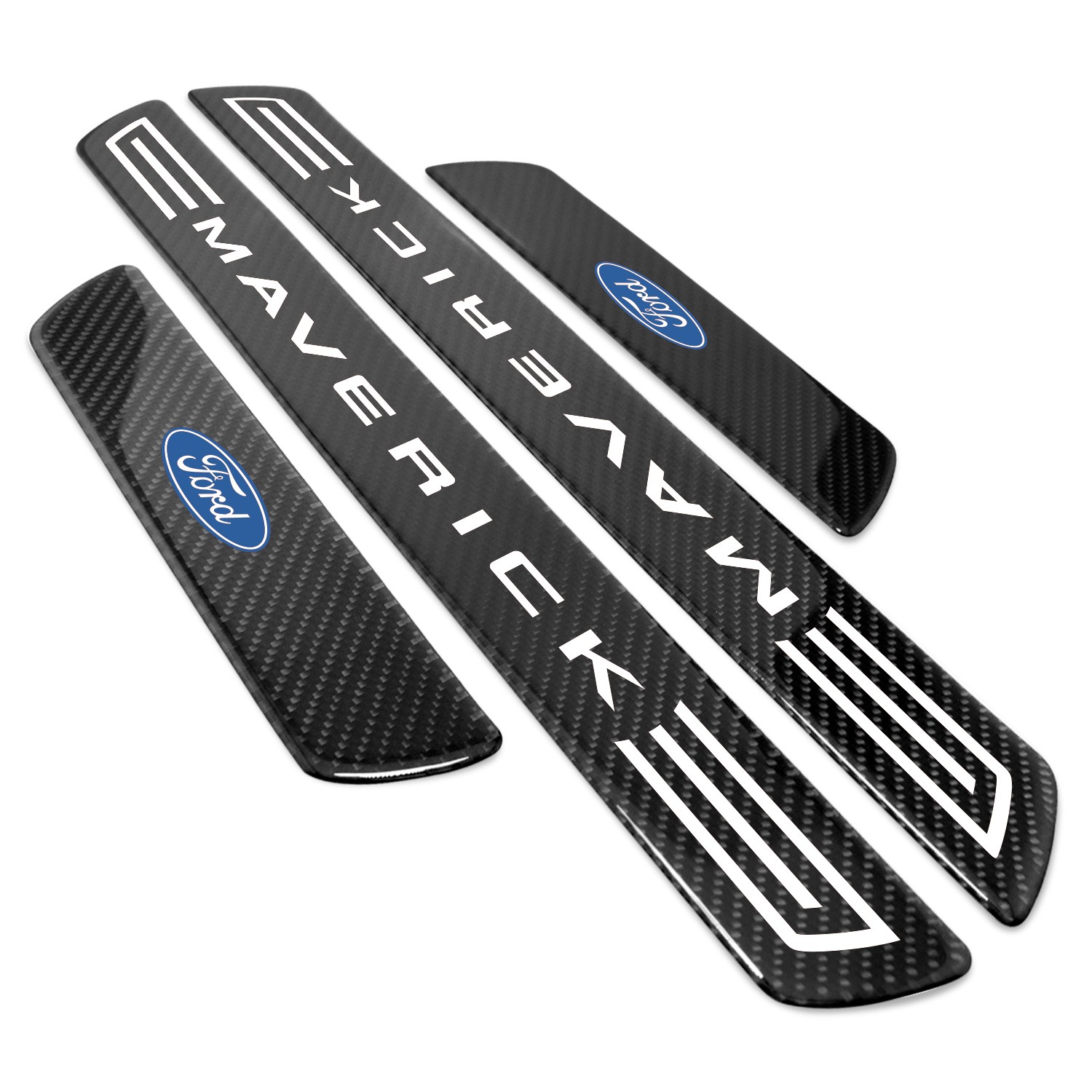 Ford Maverick X-Large Black Carbon Fiber 4 Pcs Universal Door Sill Plates