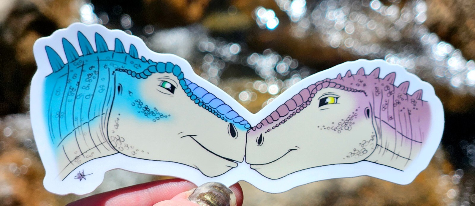 Aladar and Neera Iguanodon Dinosaur Vinyl Sticker 3" Original Cartoon Art