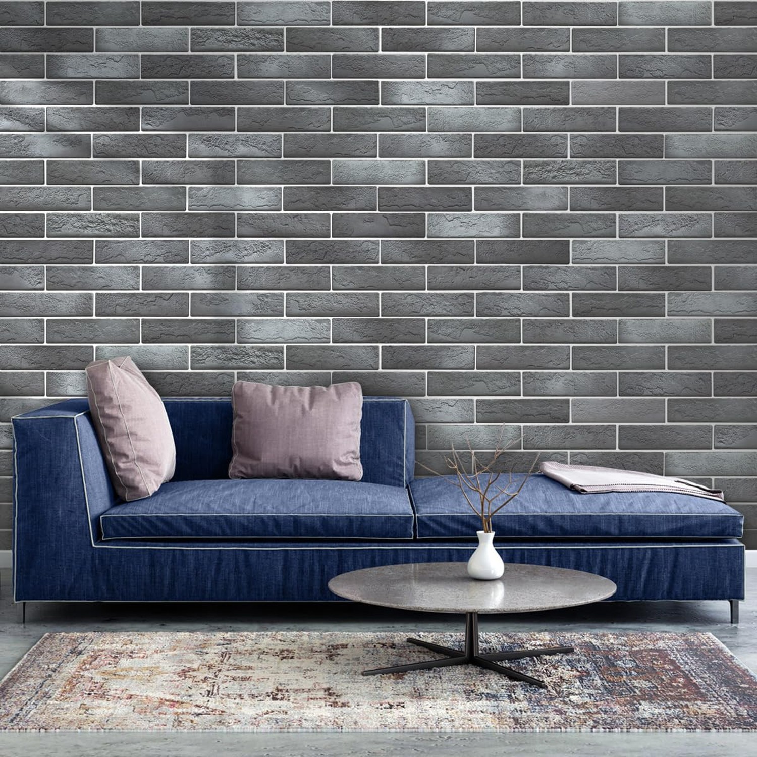 100 Whitewash Grey Faux Brick Wall Tiles, 3D Thin Brick Veneers for Bedroom, …
