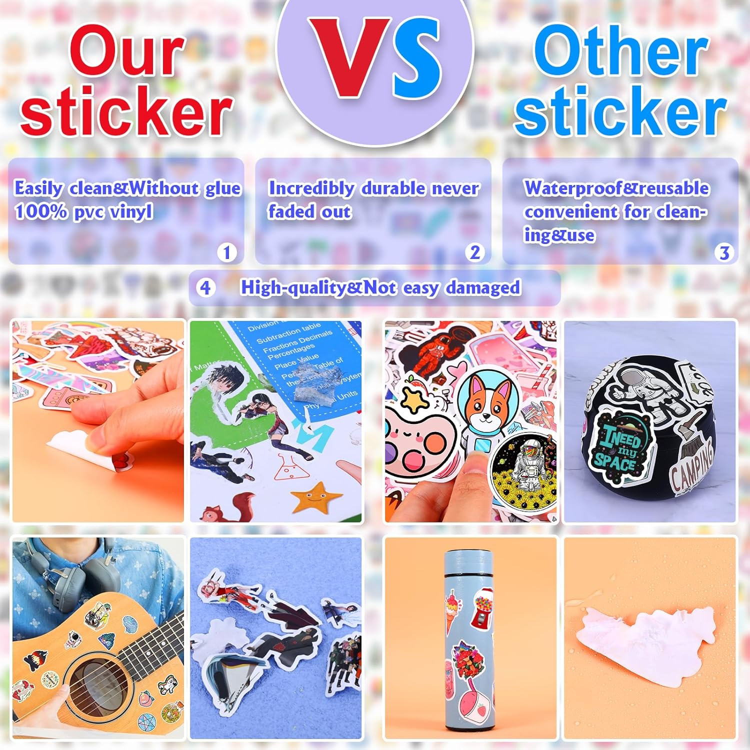 600 PCS Stickers Pack，Cute Colorful Waterproof Stickers，Vinyl Art Stickers.Stick
