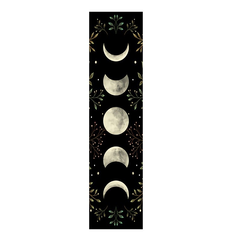 Vintage Moon Phase Wall Hanging Tapestry Mooonlight Green Olive Leaf Black Tapes