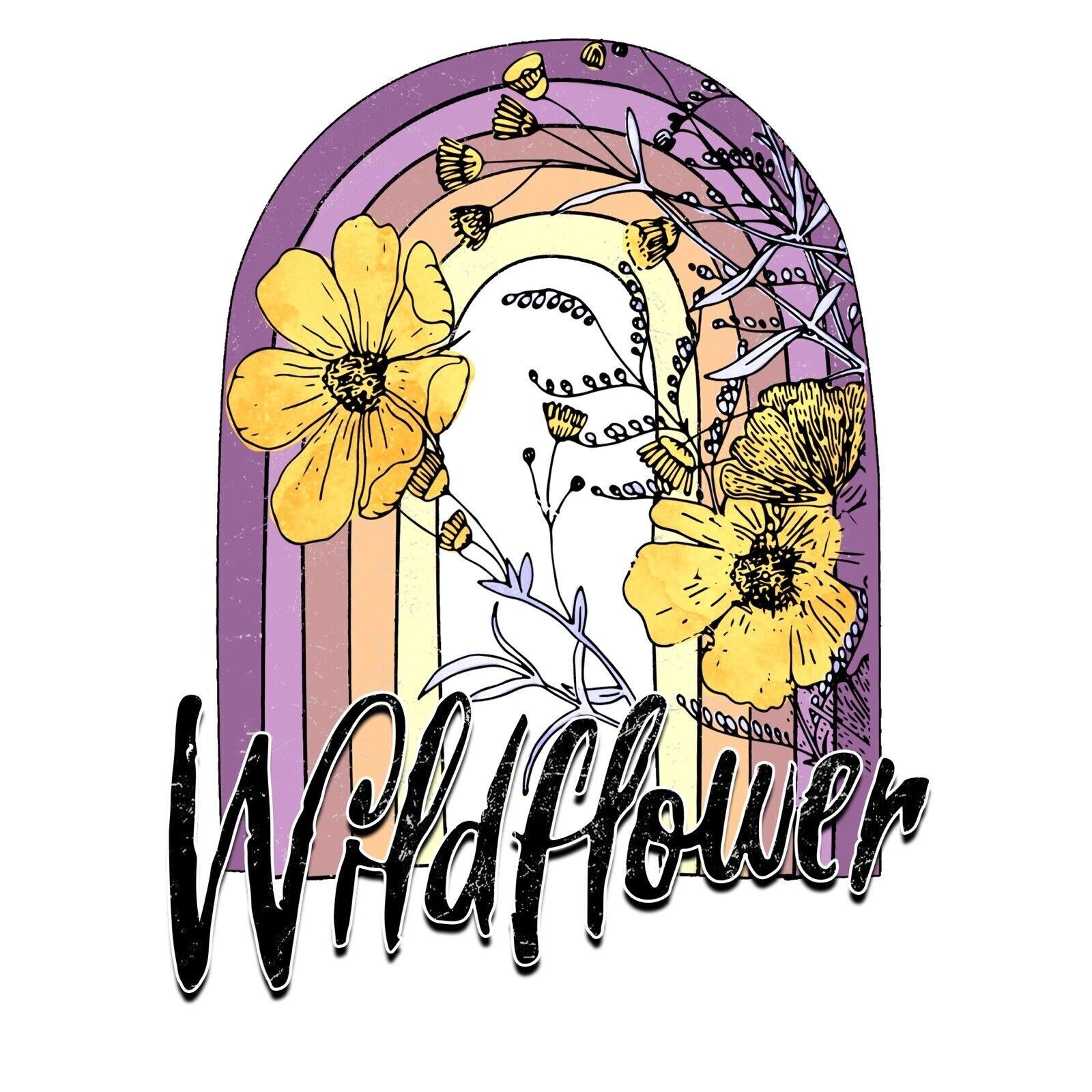 Wildflower Rainbow Sticker Labels (6) Card Gift Craft Journal Scrapbook