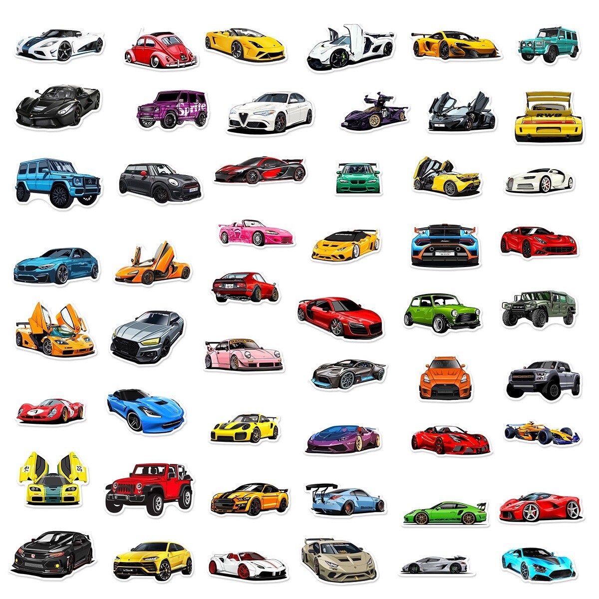 50 PCS Cool Racing Car Stickers Automotive Laptop Hydro Yeti Decal Free Shipping