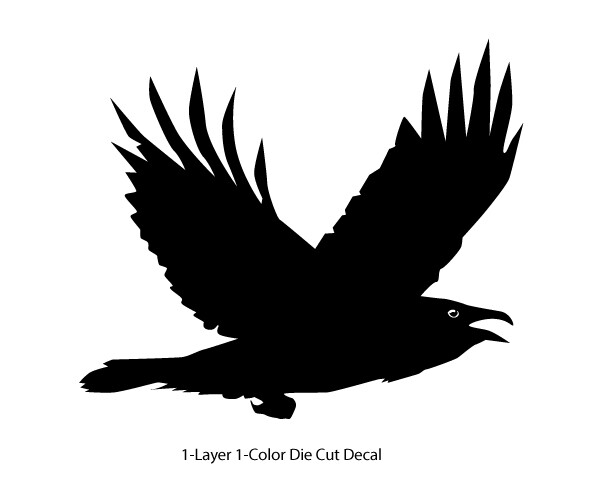 Wildlife – Birds – Flying Raven/Crow Decal – 6Yrs Outdoor Vinyl Die-Cut Sticker