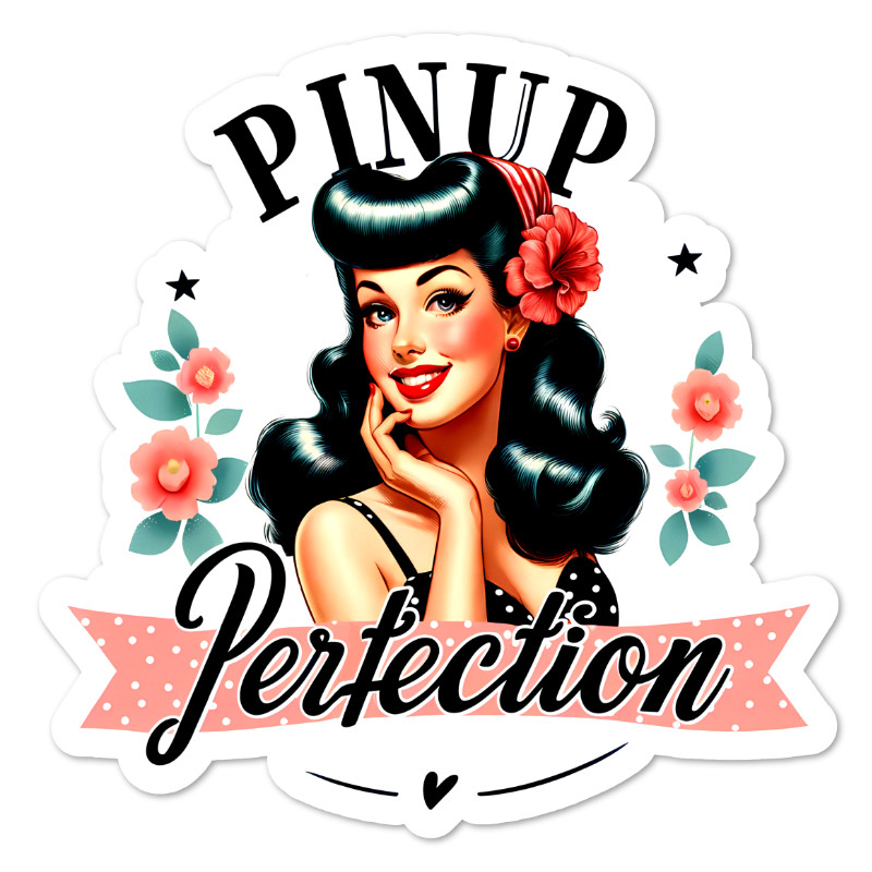 Pin Up Perfection Retro Vinyl Sticker, Water Resistant, Scrapbooking, Laptop