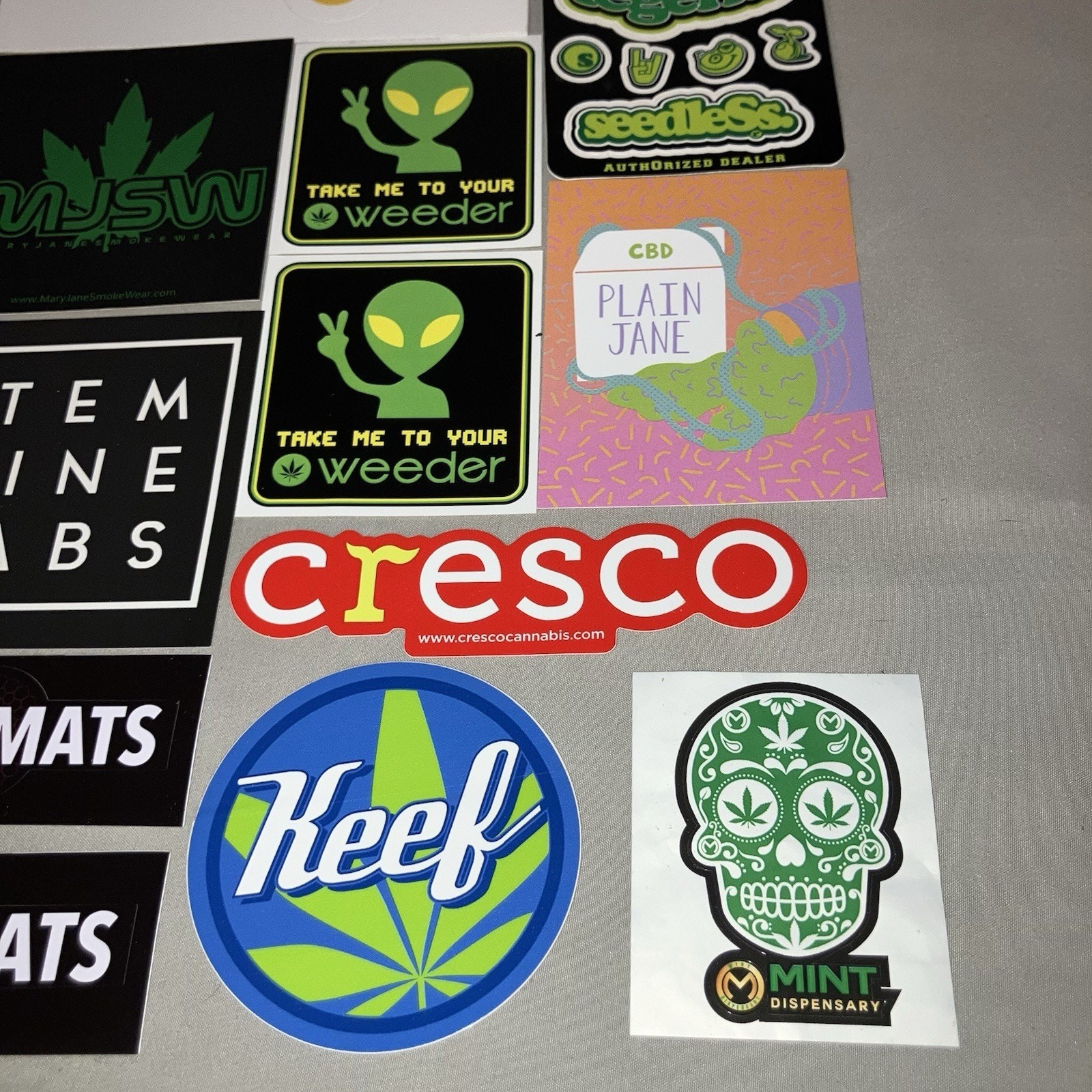 Stickers Lot Mmj 420 Brands Seedless Clothing Herbn Legend Dutchie Sap Cresco