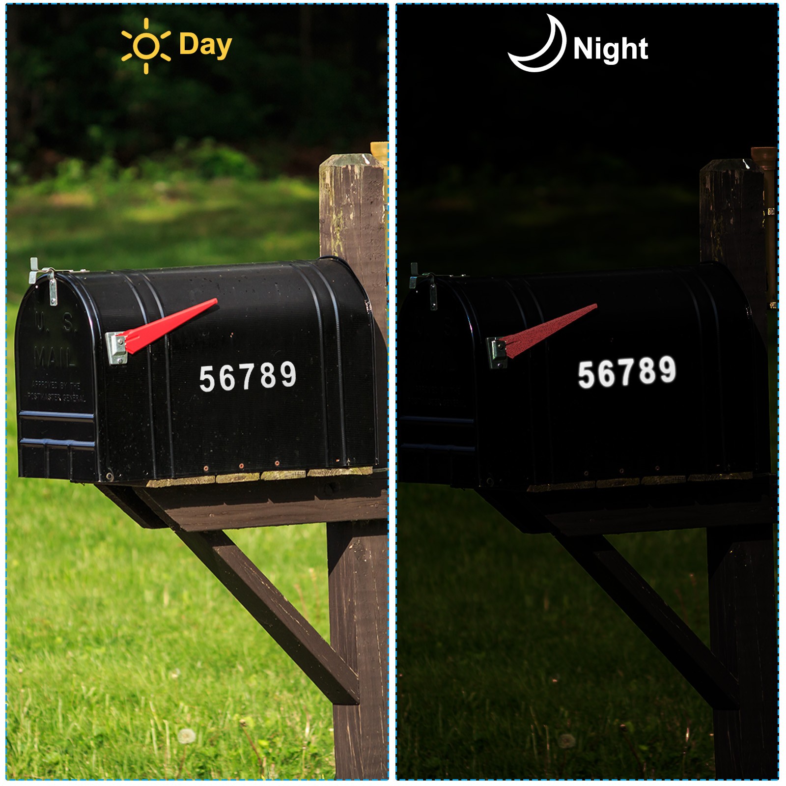 Reflective Mailbox Numbers, 3 Sets 2 Inch Waterproof Red Numbers Stickers
