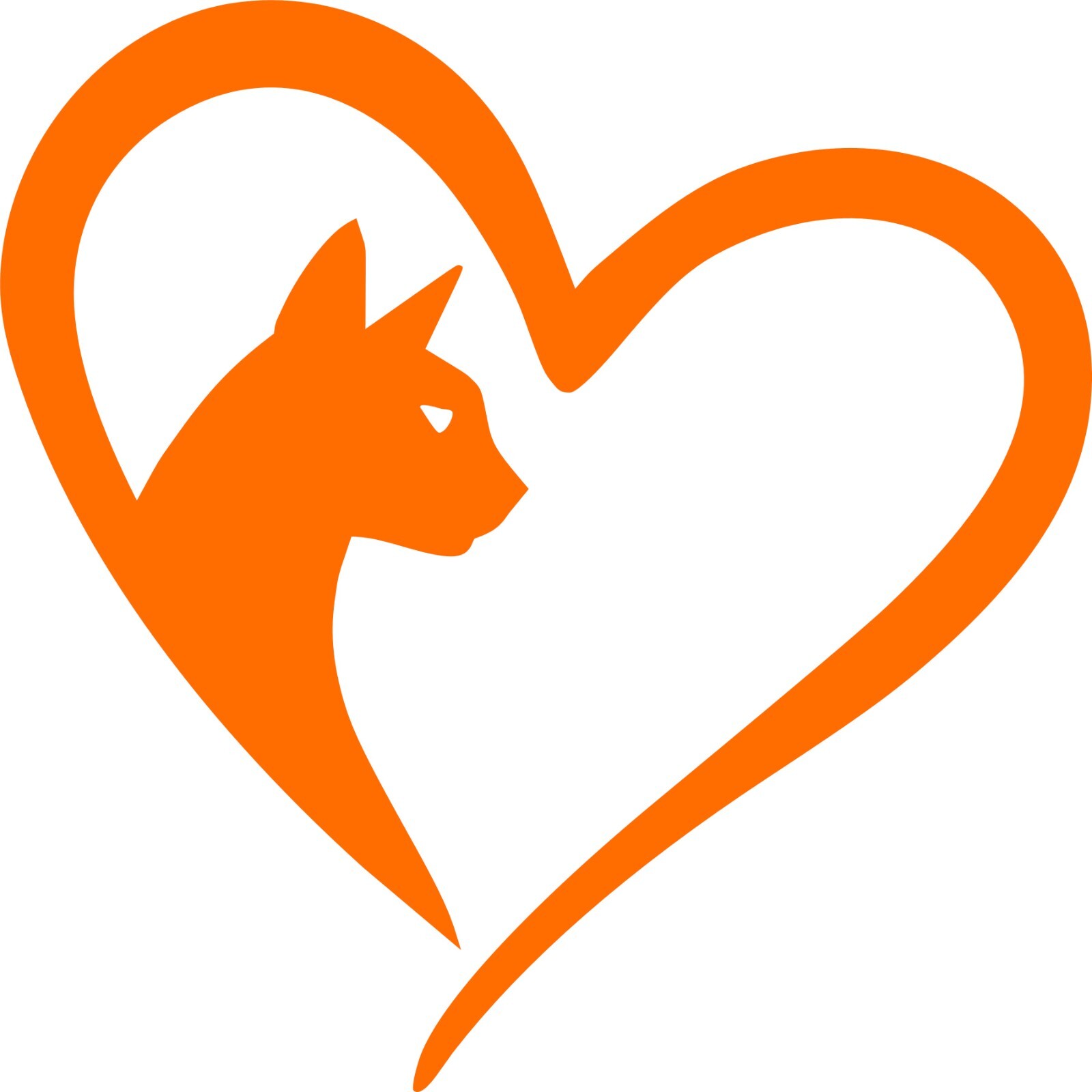 CAT IN A HEART in your choice of color decal 4"in X 4"in