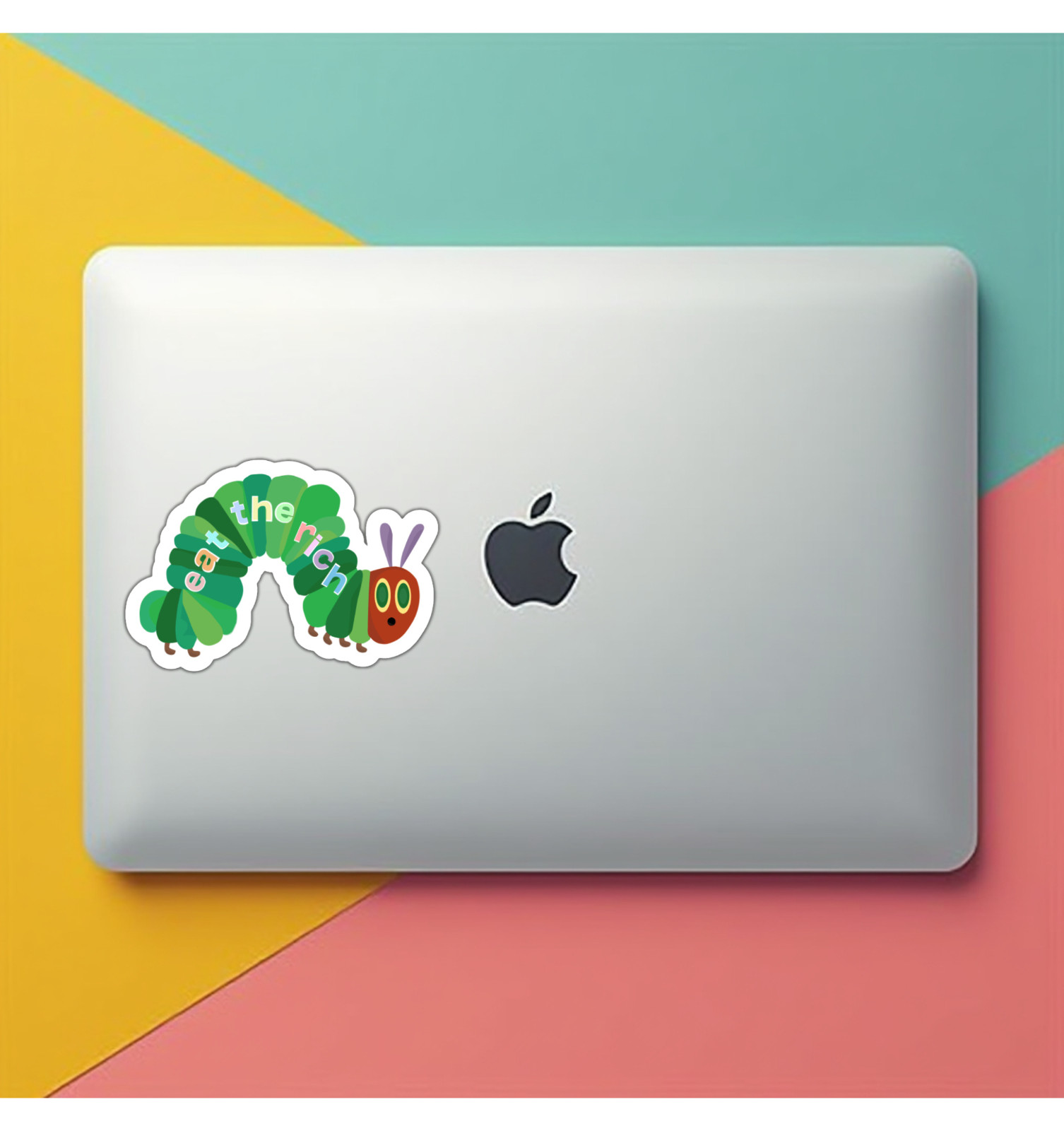 Eat The Rich caterpillar Fridge Magnet or Laptop Sticker