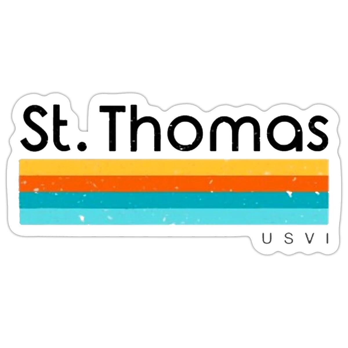 St Thomas Retro Caribbean Flag Sticker, max. 4 x 4"