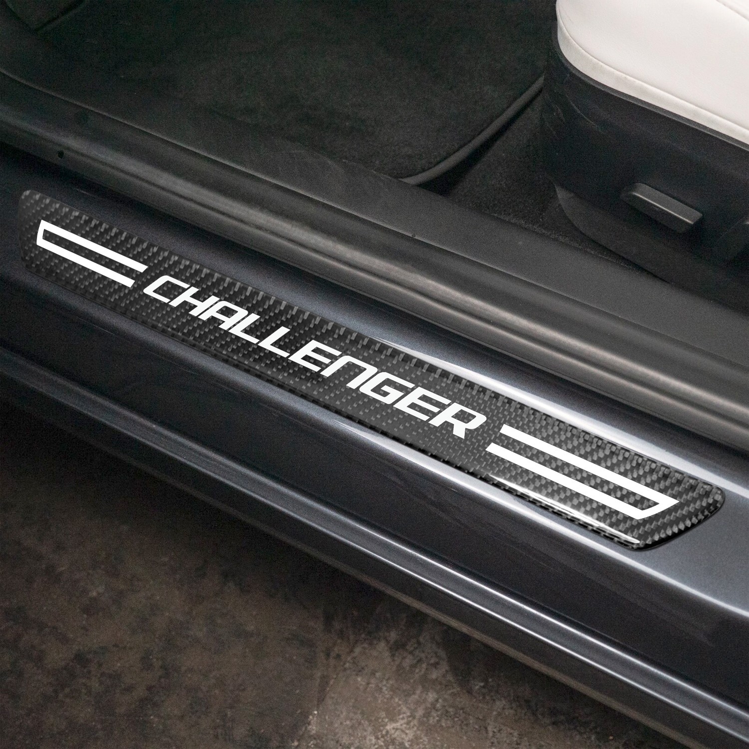 Dodge Challenger Real Carbon Fiber 4 Pcs Door Sill Kick Plates