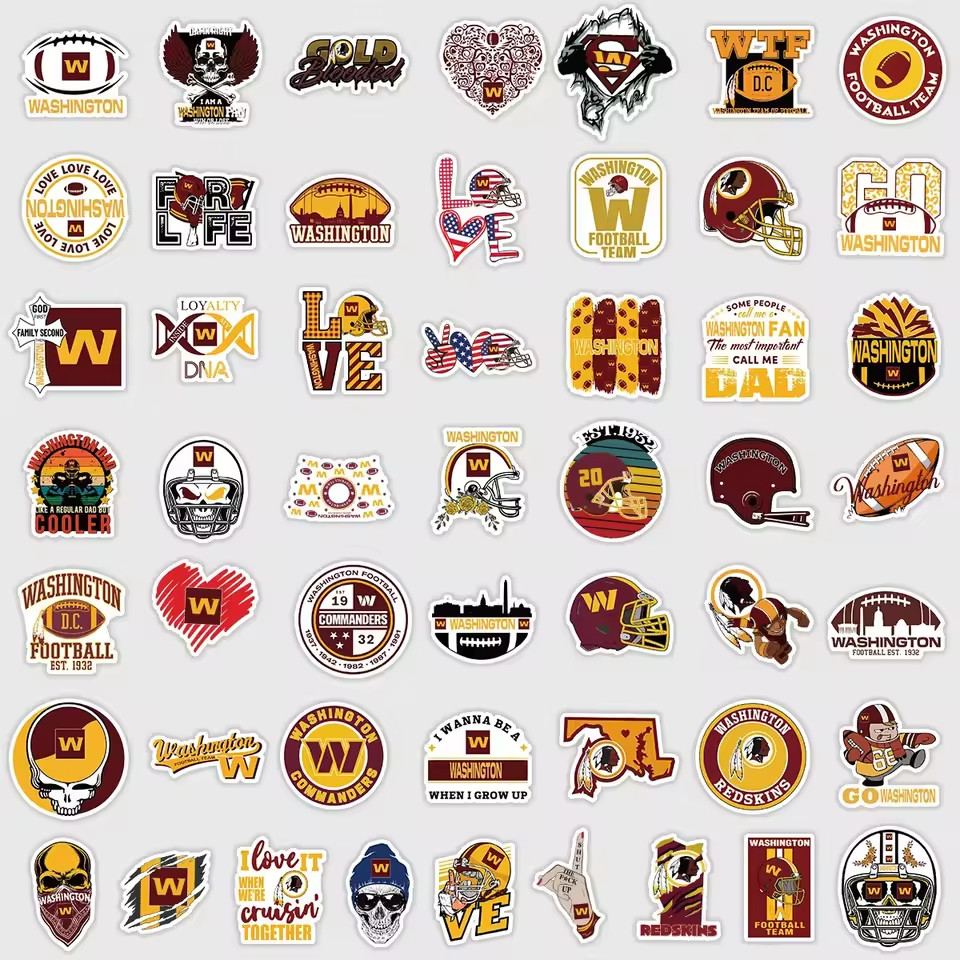 AMERICAN FOOTBALL (RUGBY) TEAM STICKER PACKS, 50pcs Each Package