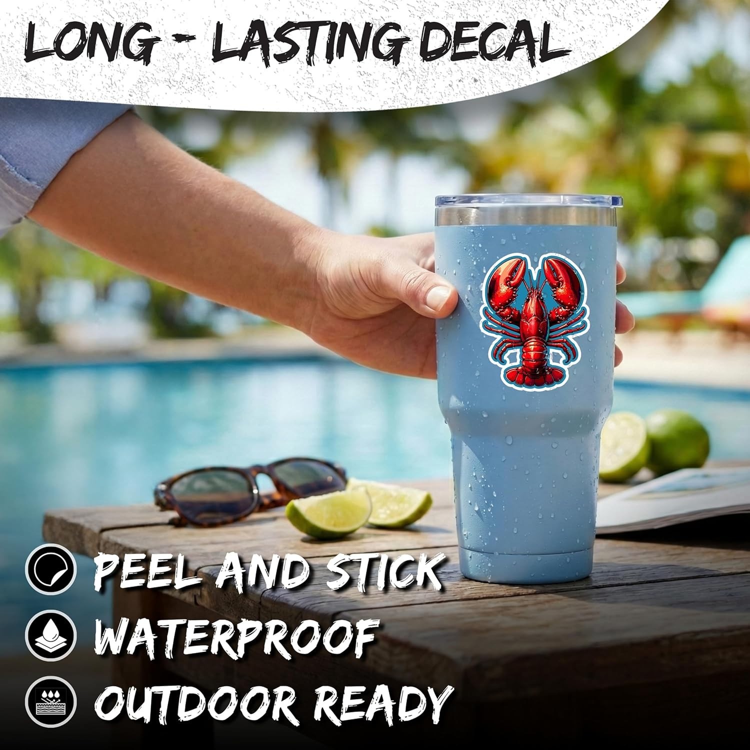 Lobster Sticker 4in Crustacean Maine Seafood Waterproof Vinyl Decal