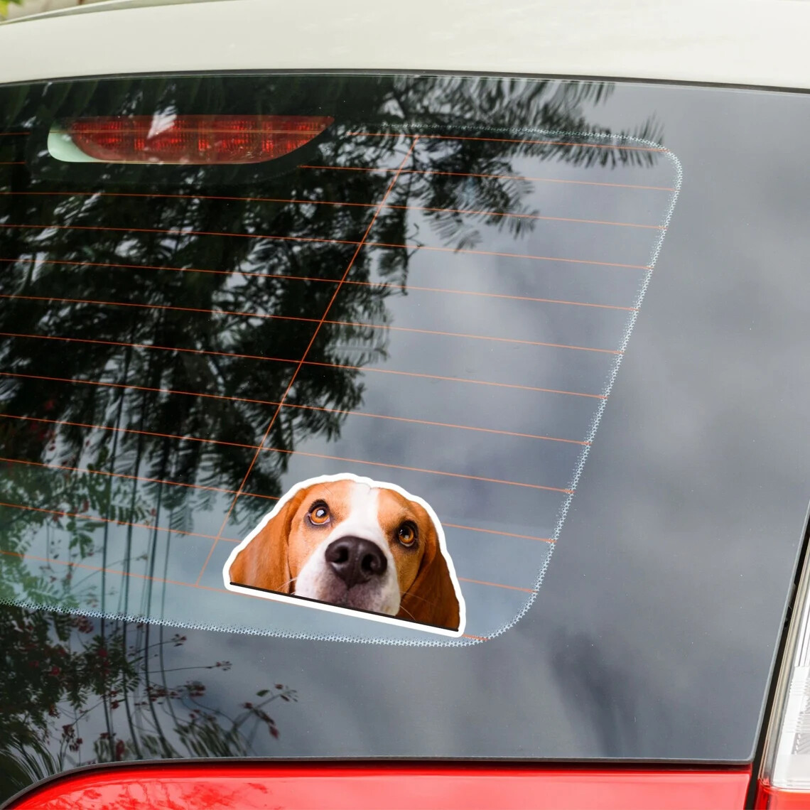 Peeking Beagle Car Sticker / Realistic Dog Head Vinyl Waterproof Removable Decal