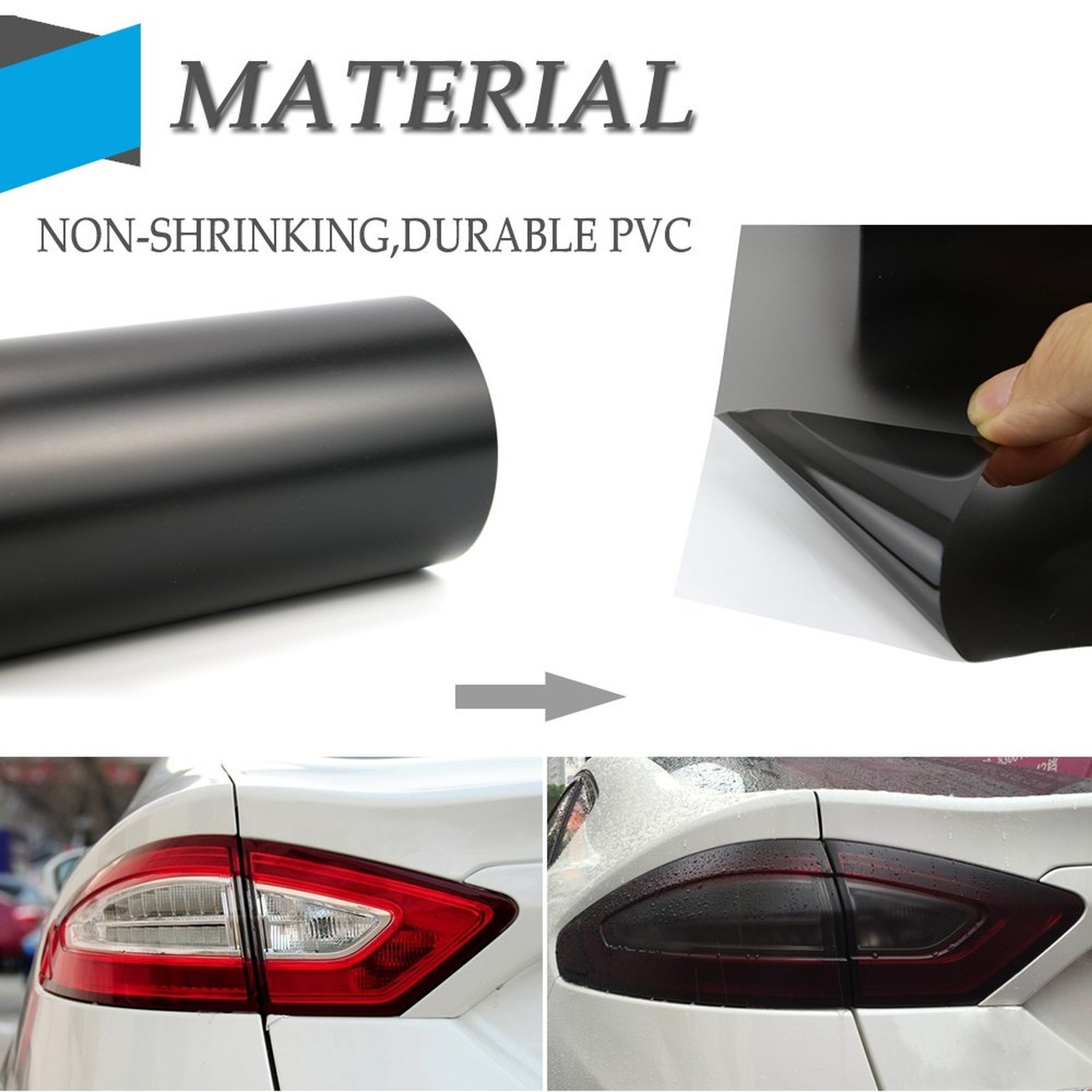 1797 Car Light Tint Film Frosted Taillight Tail Back Turn Signal Black Headli…
