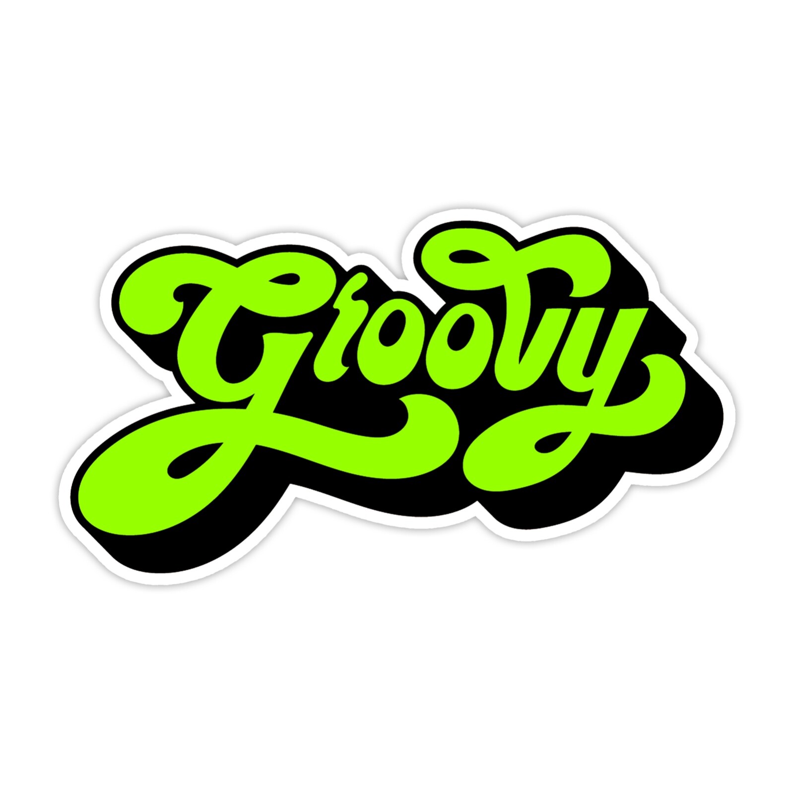 Groovy Sticker Hippy 70's Text Vinyl for Phone Laptop Car Vehicle Decal Lime