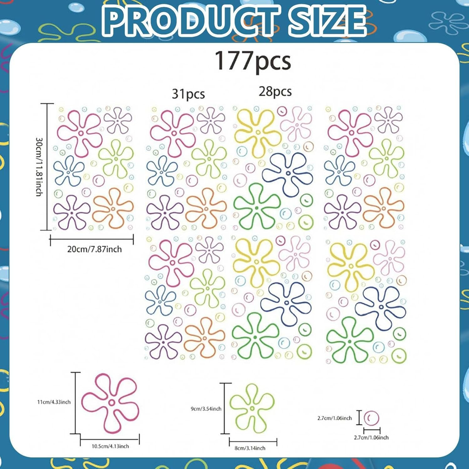 156PCS under the Sea Wall Decals–Removable and Reusable Bubble Decals for Kids R