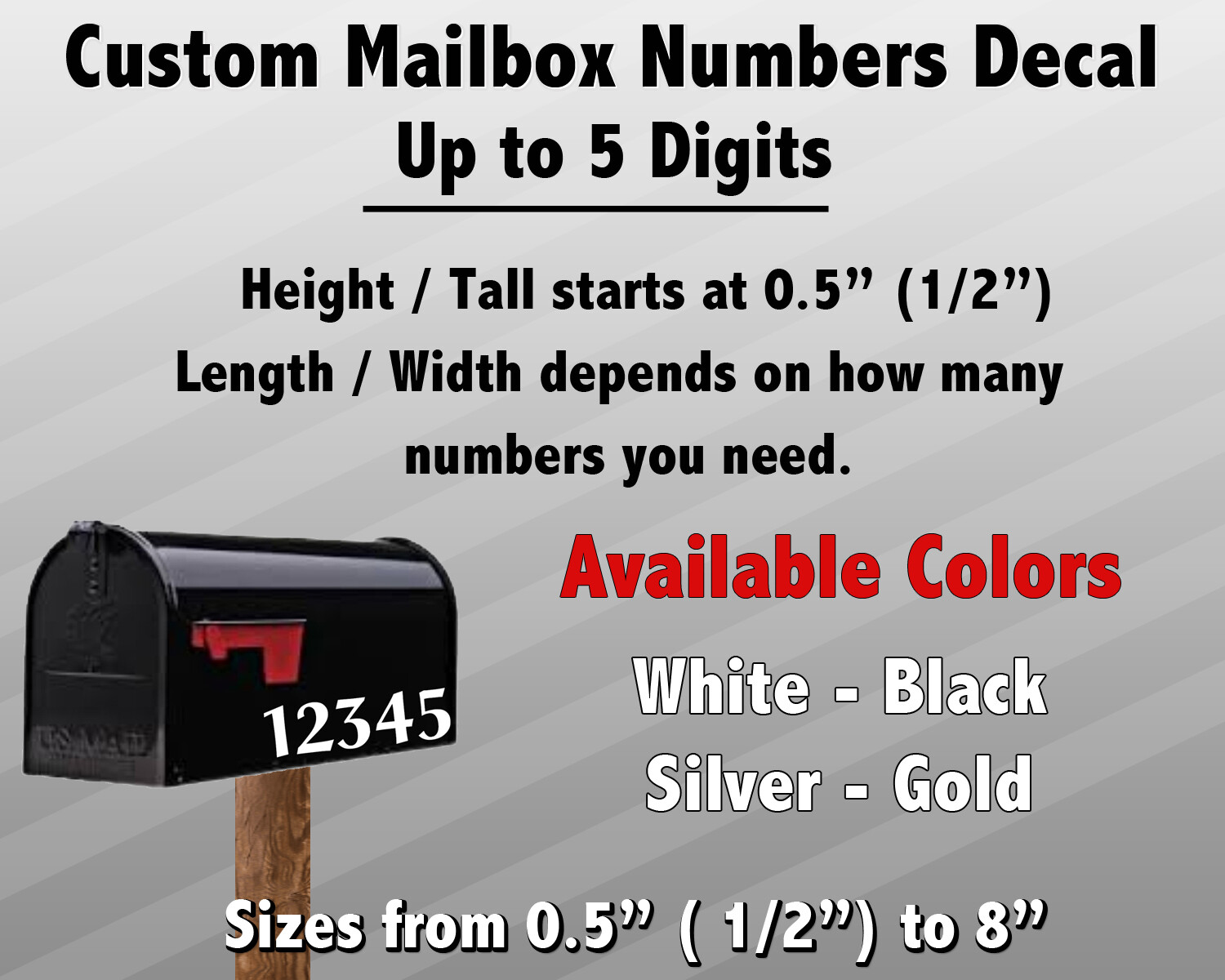 2 pack Custom Mailbox Numbers Vinyl Die-Cut Decal Choose: Font, Color and Size