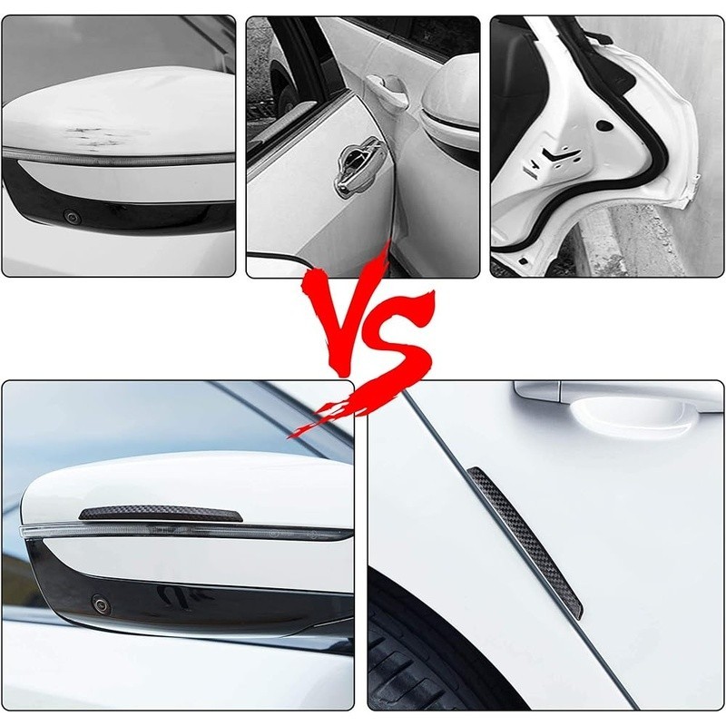 Universal Carbon Fiber Car Door Anti-Collision Strip Scratch Protector 4-Pack US