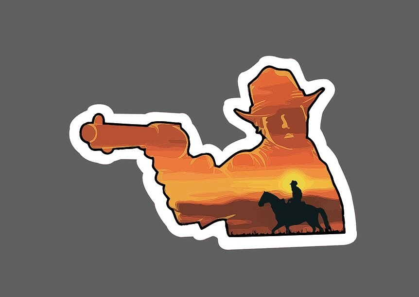 Cowboy Sticker Gunslinger Western Waterproof -Buy Any 4 For $1.75 Each Storewide
