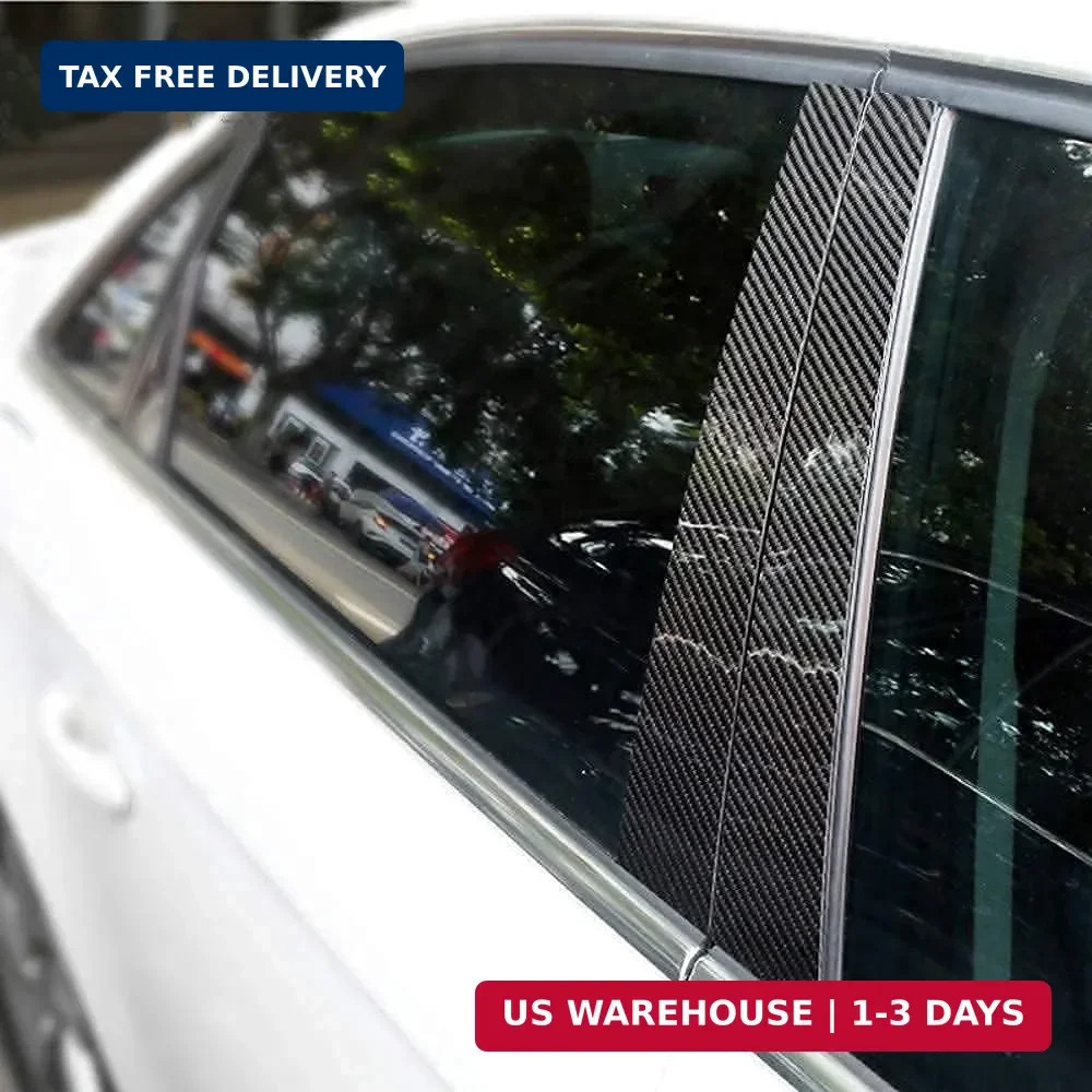 6PCS Car Window B C Pillars Stickers Decal Carbon Fiber Trim Compatible with BMW
