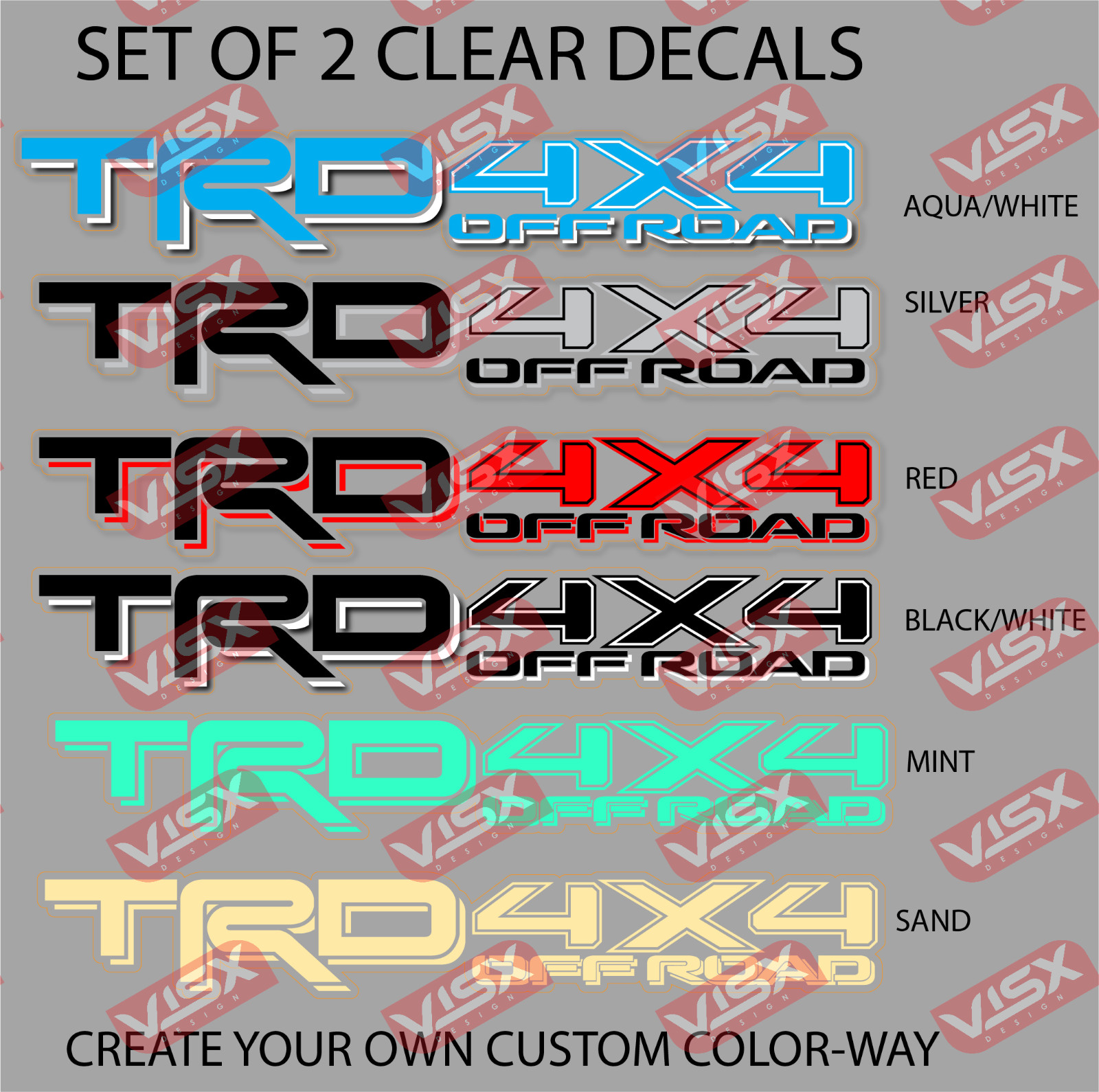 Set of 2 clear Decals for TRD 4×4 off-road trucks suv replacement stickers