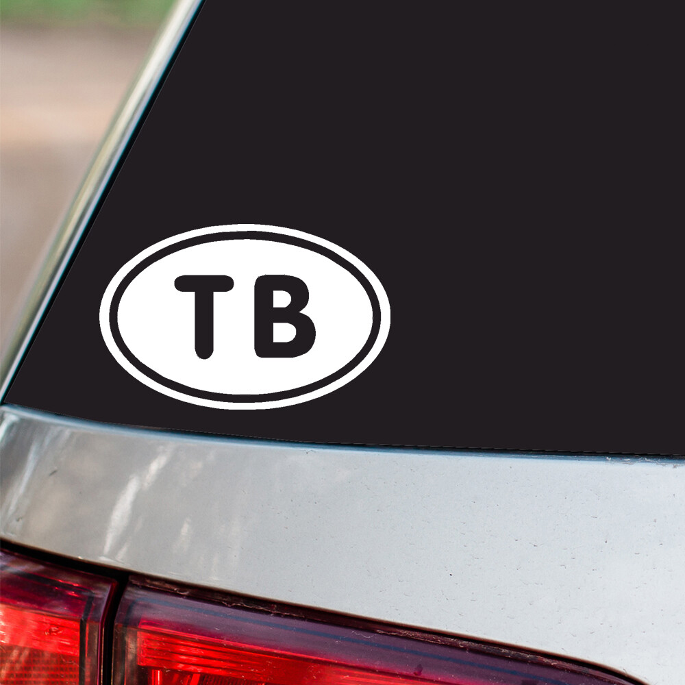 TB Sticker Tampa Bay Florida oval euro chrome & regular vinyl color choices