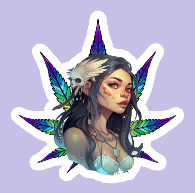 Native American Stoner Weed Smoker Sticker Vinyl Laptop Indigenous Art