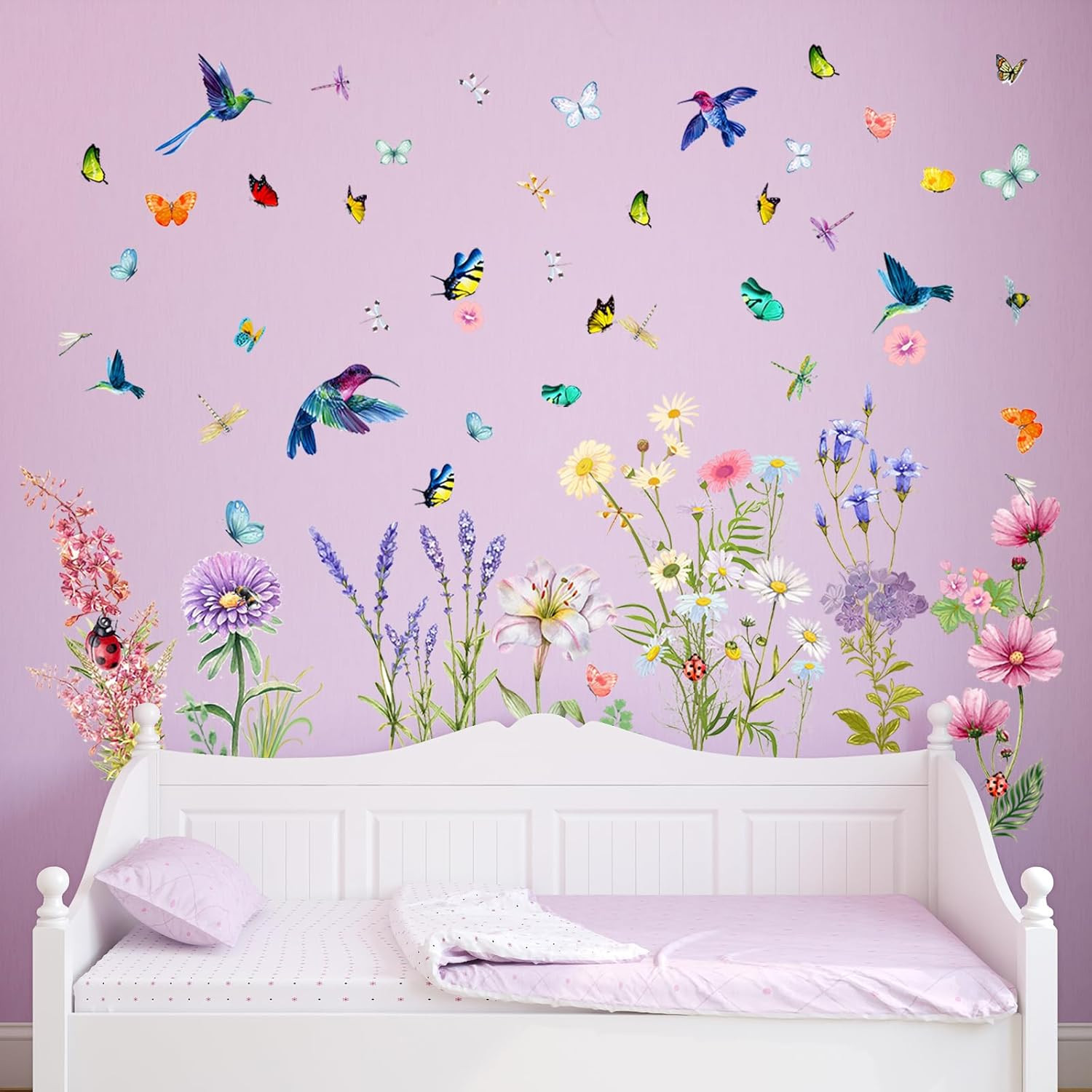 Flowers Butterflies Wall Decals Chrysanthemums Dragonflies Wall Stickers Peel an