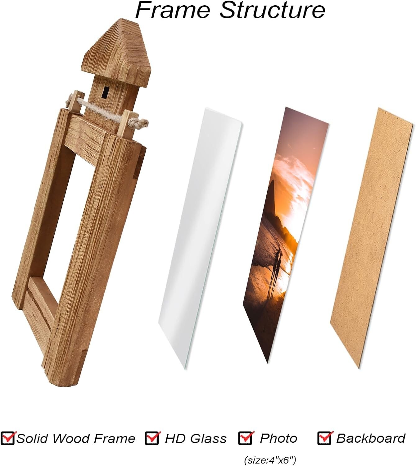 Aecipl Wooden Lighthouse Photo Frame Nautical Tabletop Decor Beach Themed (L)
