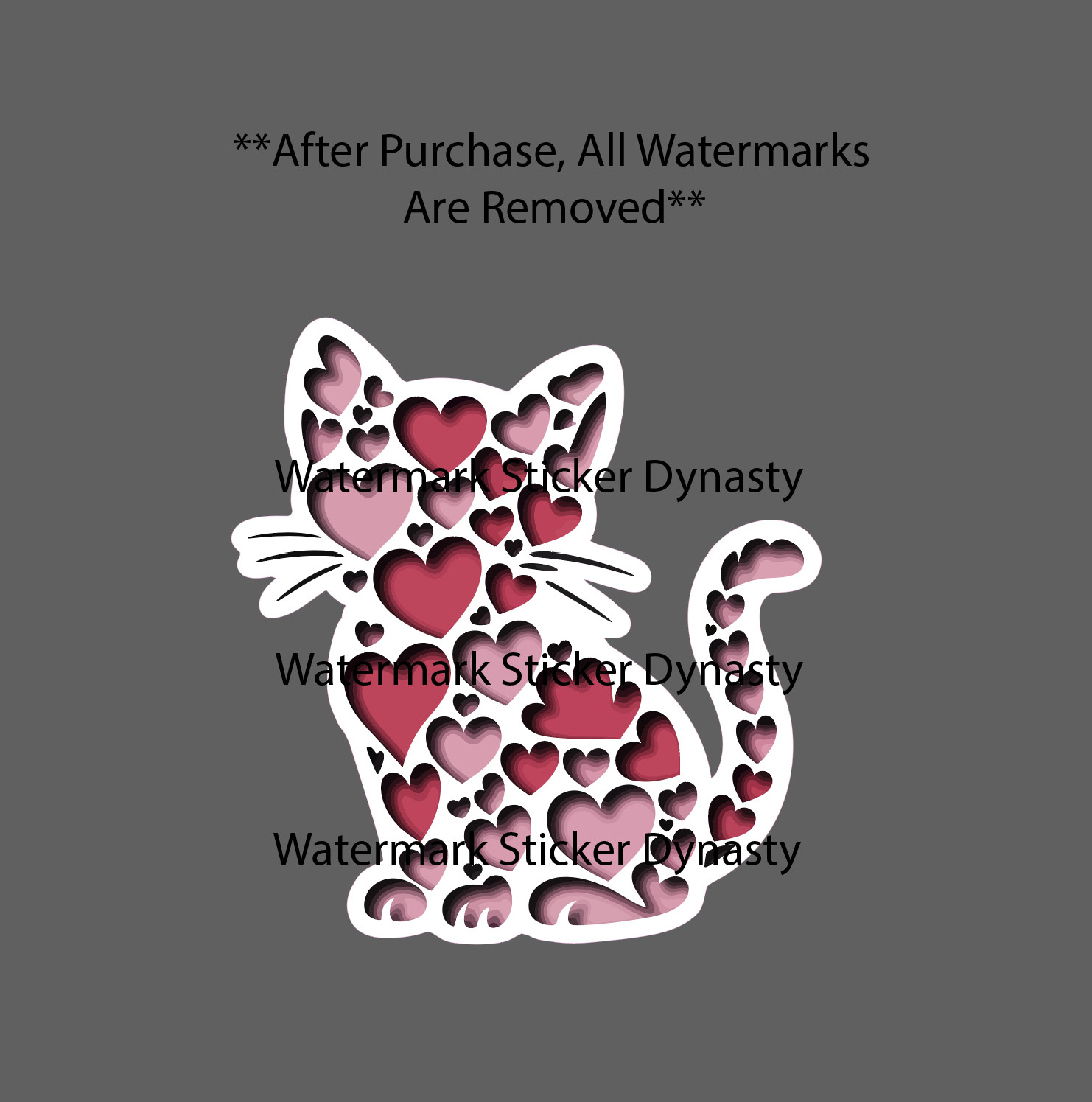 Kitty Love Sticker Waterproof Decal Hearts Kitten Cat Feline Gift NEW