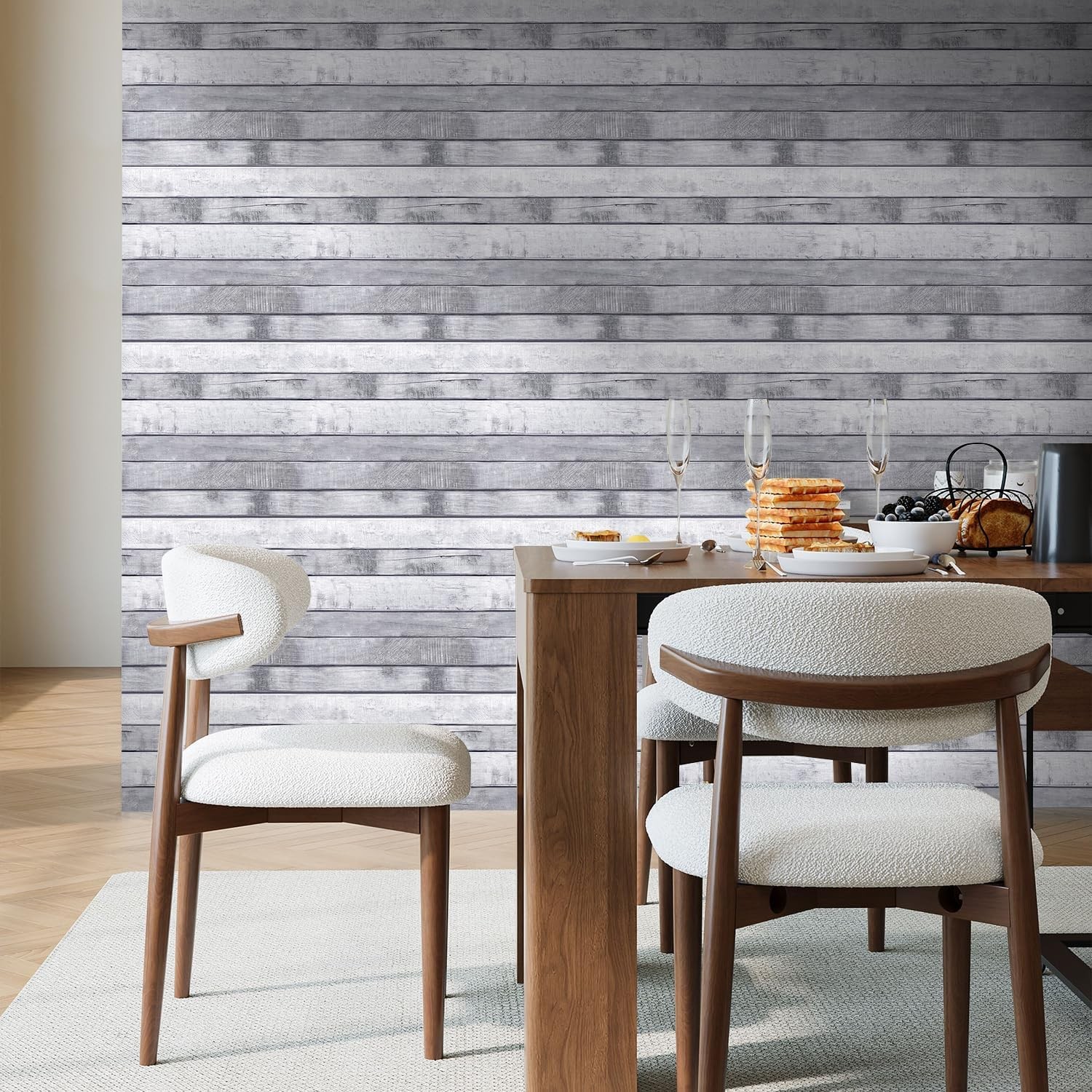 3D Faux Wood Wall Panels, Wood Shiplap Peel and Stick Wall Panels,10 Pcs of 12"X