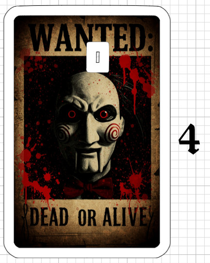 Wanted Poster Jigsaw Credit Debit ATM Card Skin Sticker Halloween Horror SAW USA