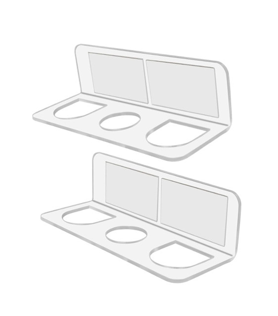 Acrylic Hair Brush Holder 2 Pack Wall Mounted Organizer with Three Open Slots