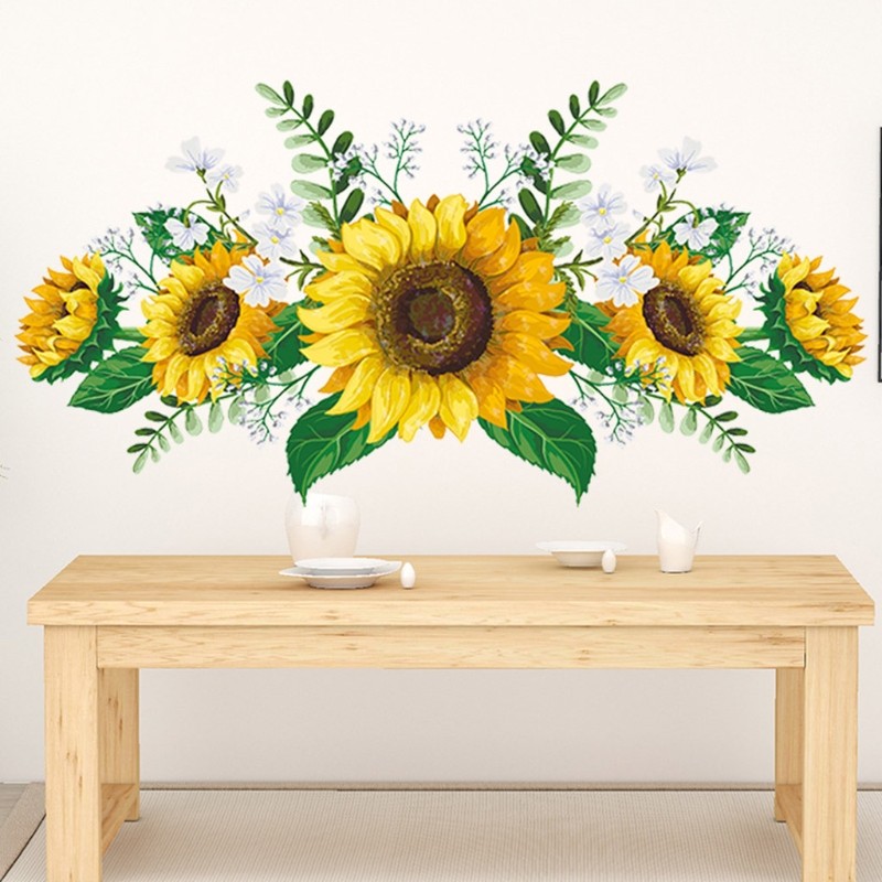 Fashionable Removable Sunflower Wall Sticker Flower Decor Waterproof Decals