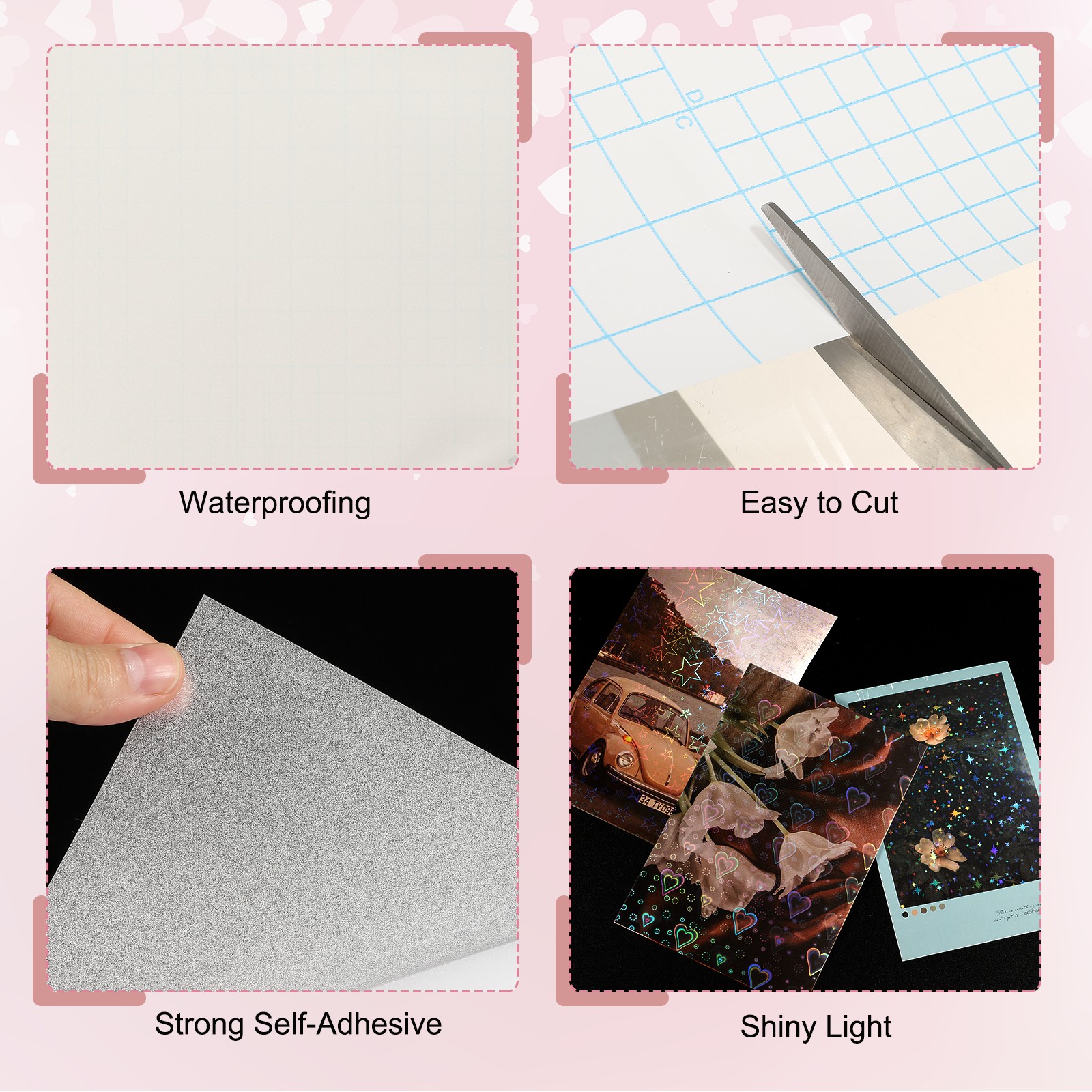 12 Sheets 8.3"x11.7" Holographic Sticker A4 Self-Adhesive Film(Glitter)